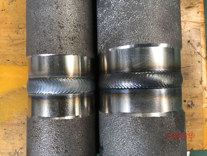山东某客户自带不锈钢焊接氩弧焊管道自动焊机试焊效果