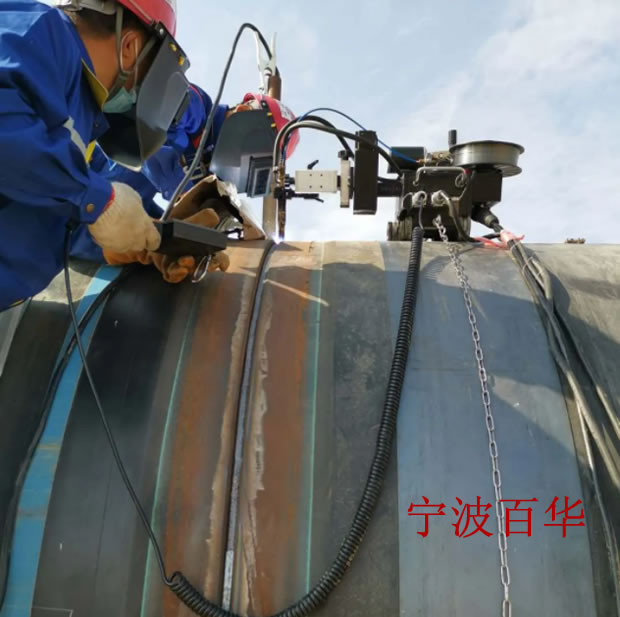 中化六建广东石化项目管道全位置自动焊机现场焊接应用