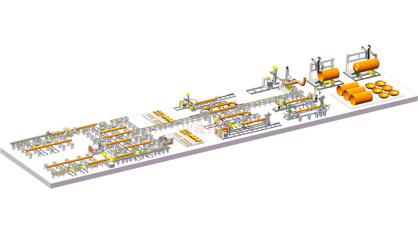智能化管道预制生产线三维图，自动焊接，自动切割坡口、组对
